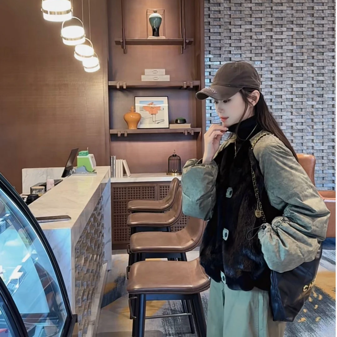 PINSHANGXIBAO/品尚喜宝上衣时尚宽松水貂皮毛一体鹅绒外套 83278