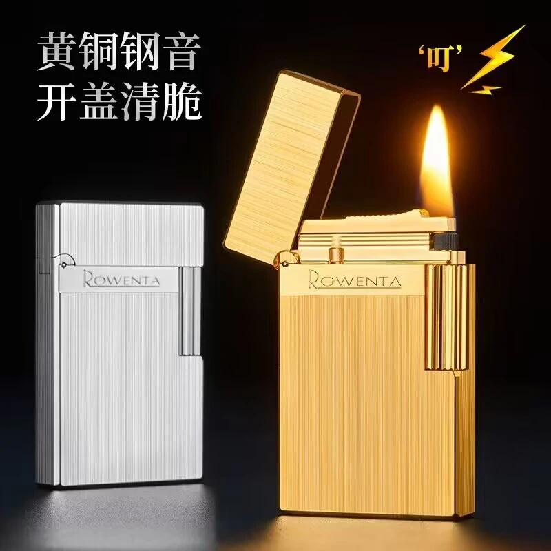 经典黄铜朗声钢音双色煤油打火机个性商务侧滑高档清脆薄款朗声机