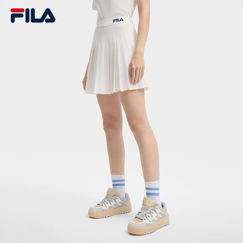 FILA斐乐2024女装梭织短裙夏季新款宽松专业运动休闲百搭百褶短裙