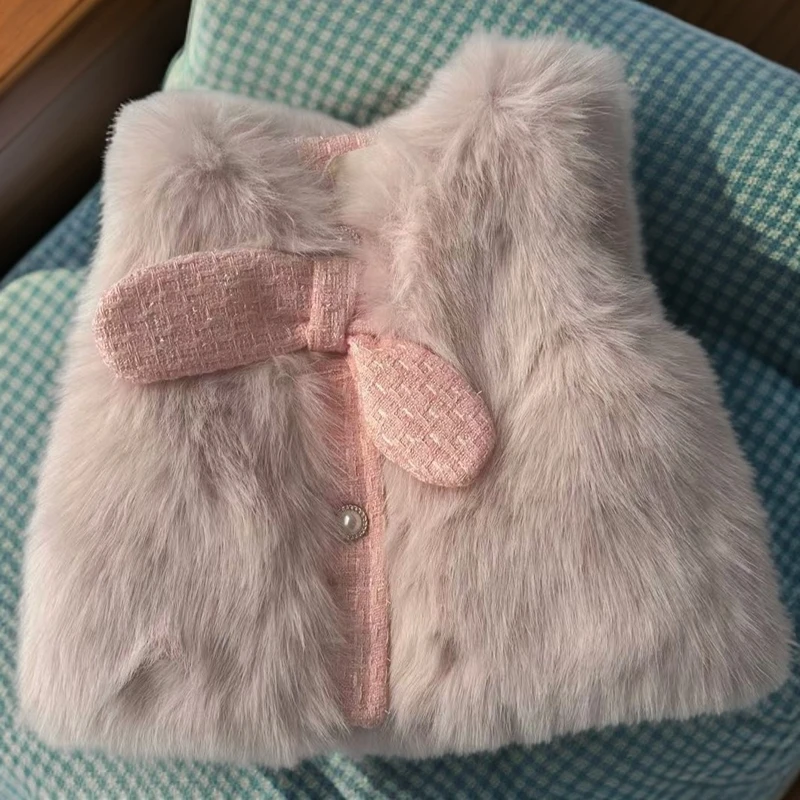 女童毛绒马甲秋冬加厚女宝宝洋气坎肩儿童新款公主韩版仿皮草