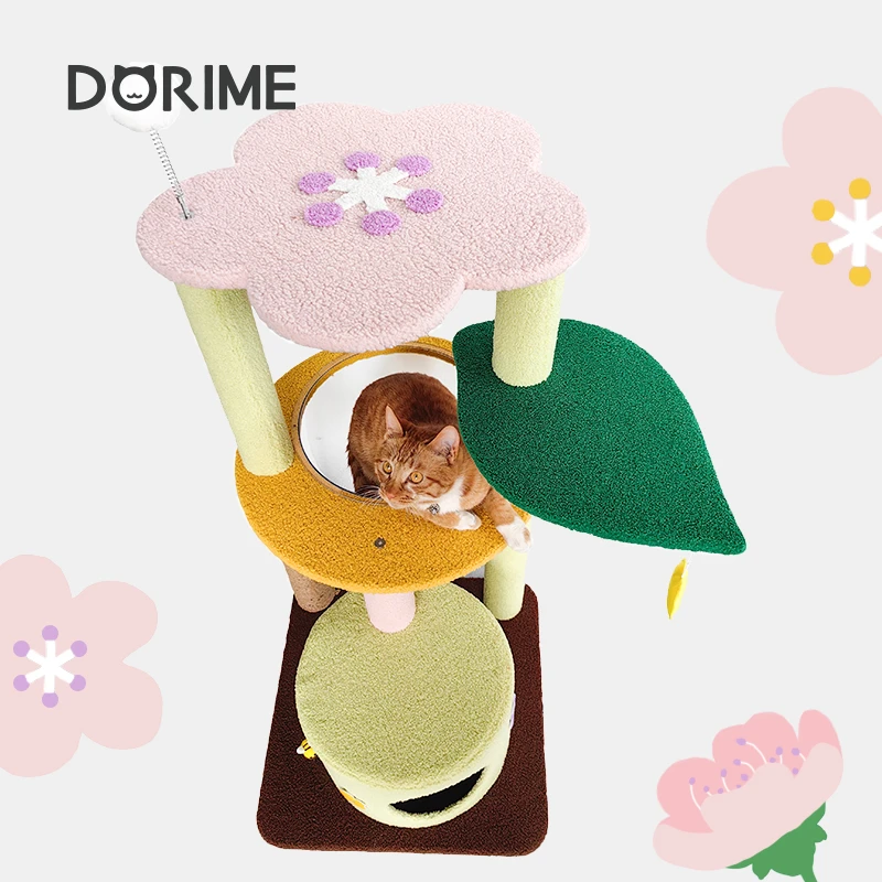 樱花猫爬架网红太空舱猫窝一体猫树多功能小户型抓柱可爱耐磨