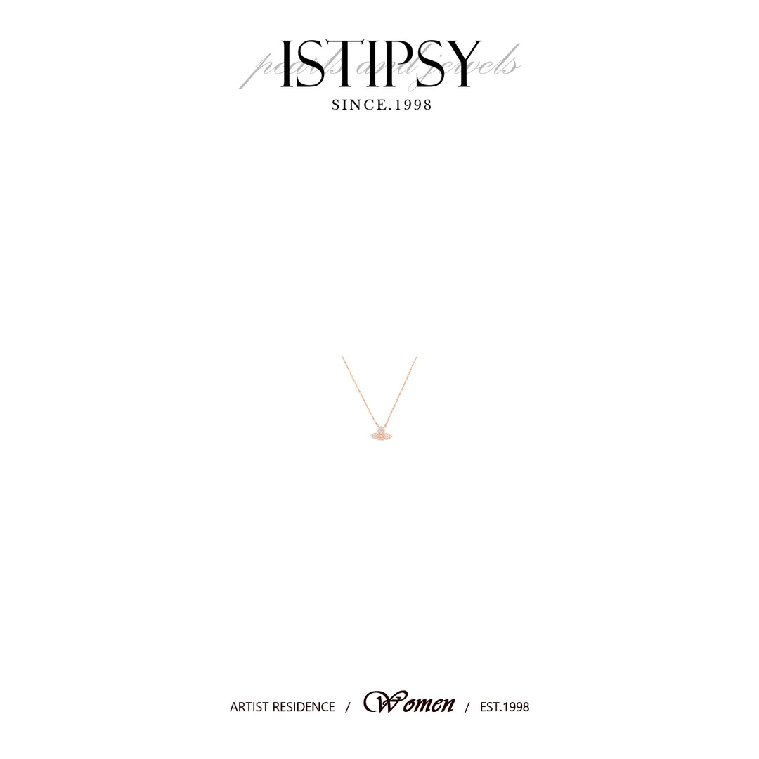 坠链均925银合成锆石 ISTIPSY 轻奢气质老花吊坠项链