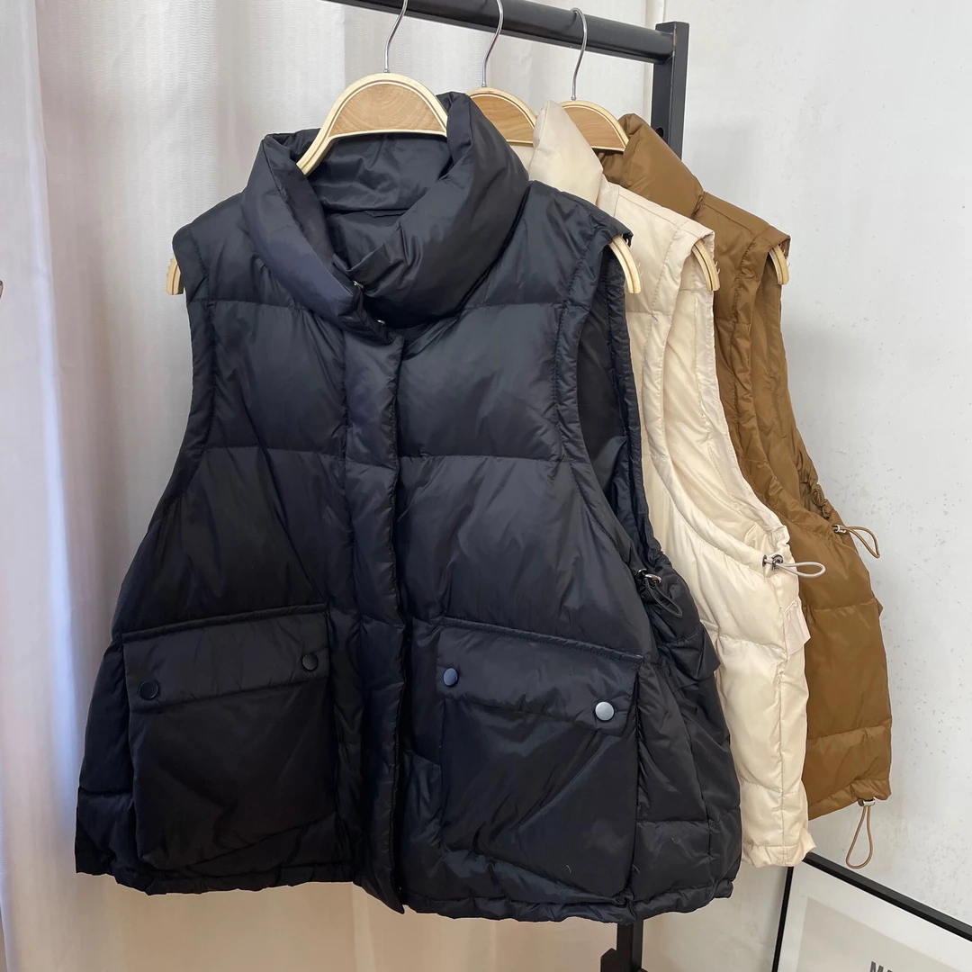 羽绒马甲女2024新款百搭无袖外穿宽松显瘦纯色马夹