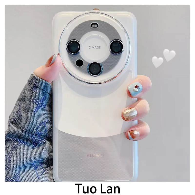 华为mate60pro手机壳新款mate60超薄透明自带镜头膜曲屏全包防摔5