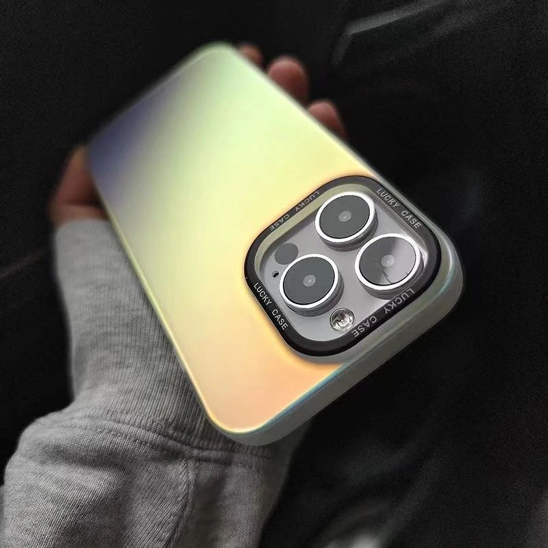 变色龙苹果15promax手机壳炫彩镭射iPhone14大孔13新款亲肤磨砂壳