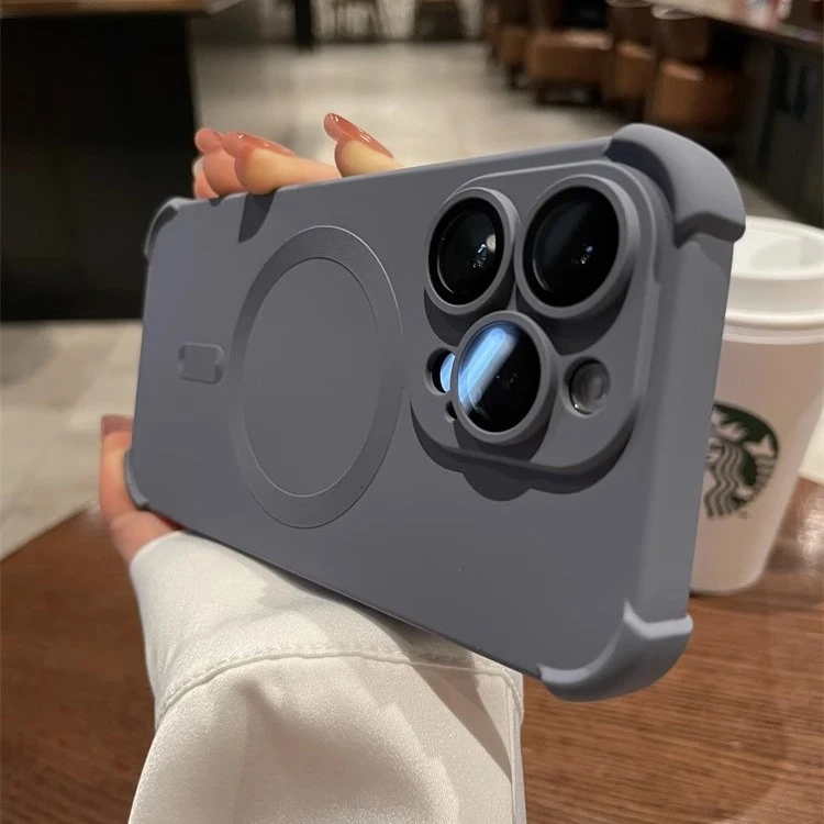 四角气囊iPhone15pro磁吸苹果14pro液态硅胶13镜头膜12简约保护套