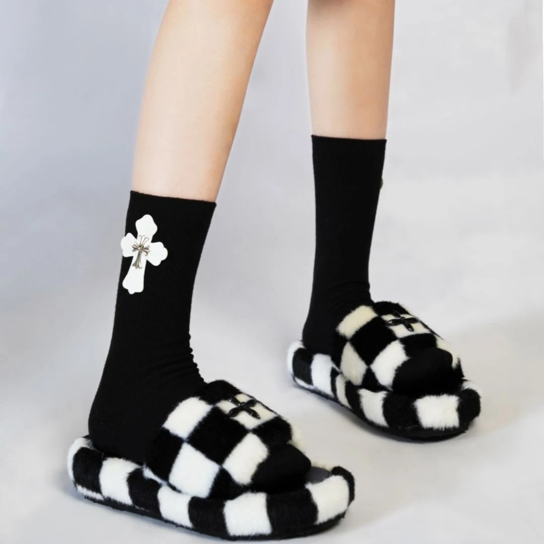 【R•Socks袜】立体克罗心简约个性中筒袜子女时尚ins黑白成人百搭