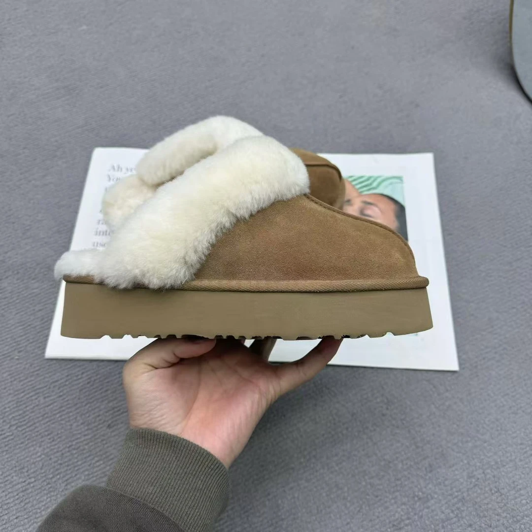 LINNRUGG桑坡上新厚底星拖雪地靴3cm时尚百搭冬季爆款真皮毛休闲