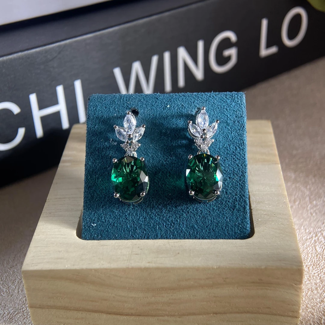 【橘子专属】时尚轻奢经典绿色耳钉JH6342