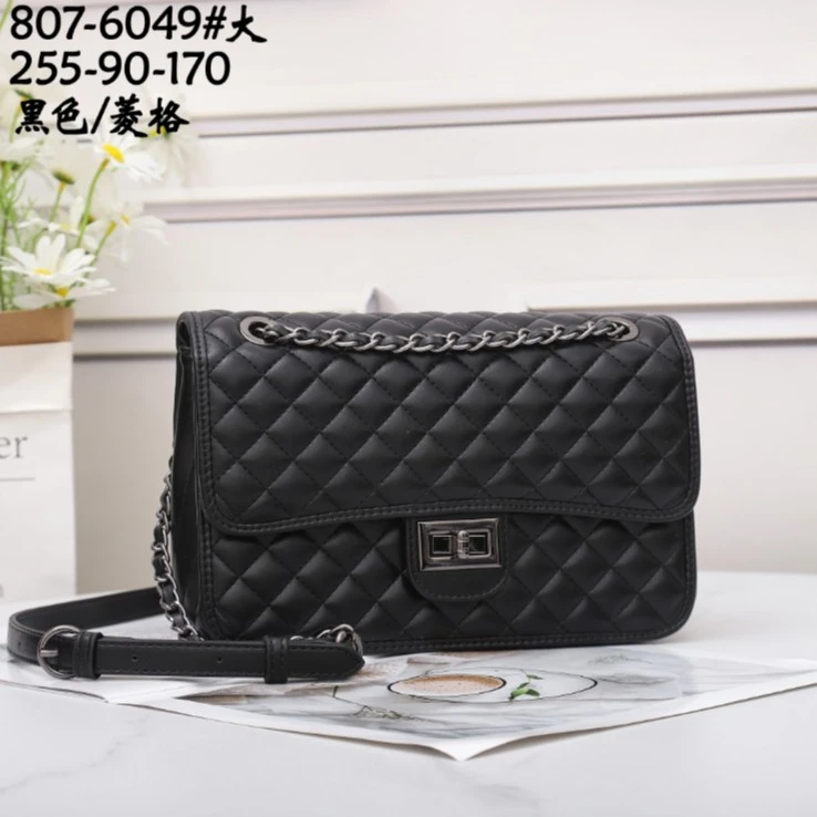 【简艾】 GQ-6049大-黑色菱格-新款小众时尚经典韩版简约斜跨包女士