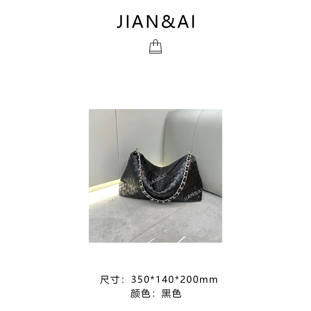 【RAIN.CUN】时尚新宠真皮手工编织手提斜跨枕头包  SLBL-9898-黑色