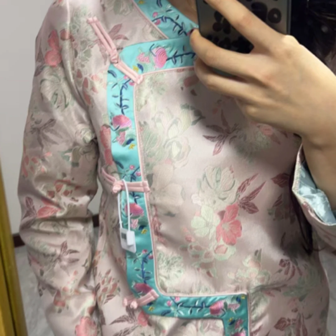 粉色太太服斜襟小衫