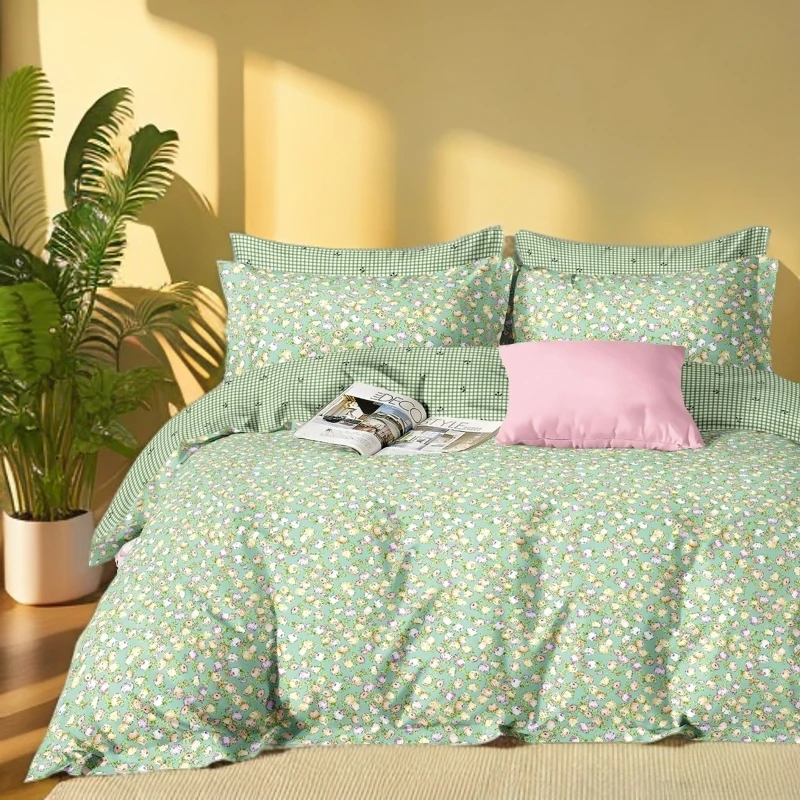 【单人被罩】春晓--绿尺寸1.5×2米斜纹简约印花磨毛学生宿舍 亲肤