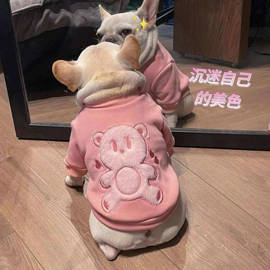 法斗巴哥套头小狗狗衣服雪纳瑞泰迪柯基宠物秋冬加绒休闲小能卫衣