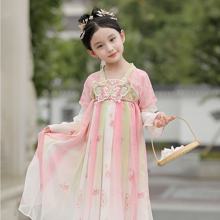 【秋蝶】汉服女童春秋2024新款儿童古风超仙连衣裙小女孩长袖古装