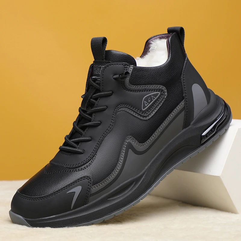 冬季男士棉鞋真皮羊毛保暖男鞋子户外运动高帮加绒加厚防寒棉皮鞋