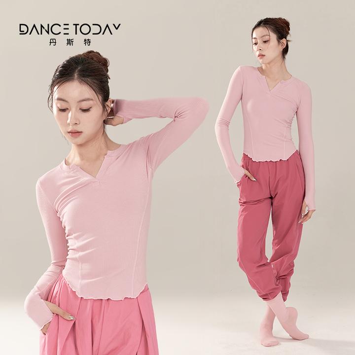 dancetoday现代舞蹈服女针织长袖上衣成人跳舞形体服古典舞练功服