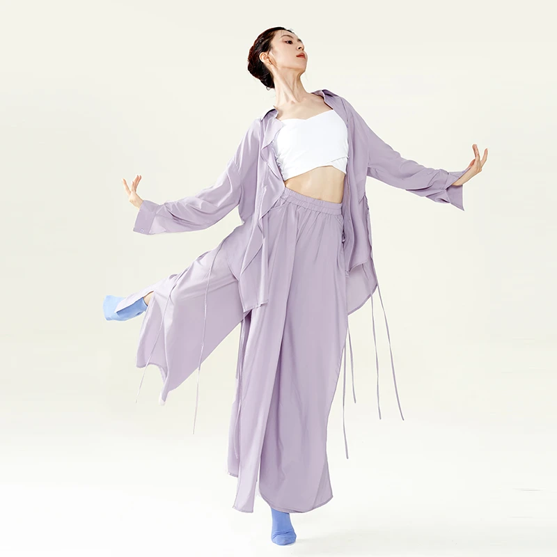 现代舞服装飘逸宽松衬衫舞蹈服上衣中国古典舞跳舞练功服女秋季