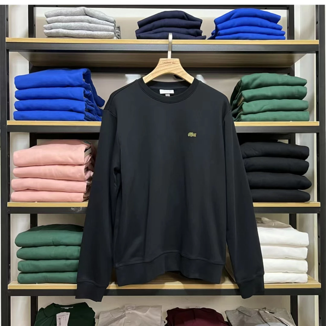 法国鳄鱼POLO衫男士金标2023秋季新款百搭休闲打底衫正品长袖T恤