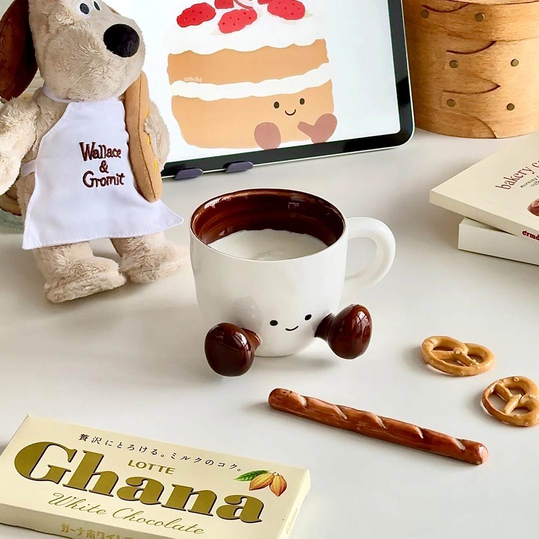 耐高温陶瓷女式高颜值咖啡杯可爱手捏脚丫水杯家用马克杯子大容量