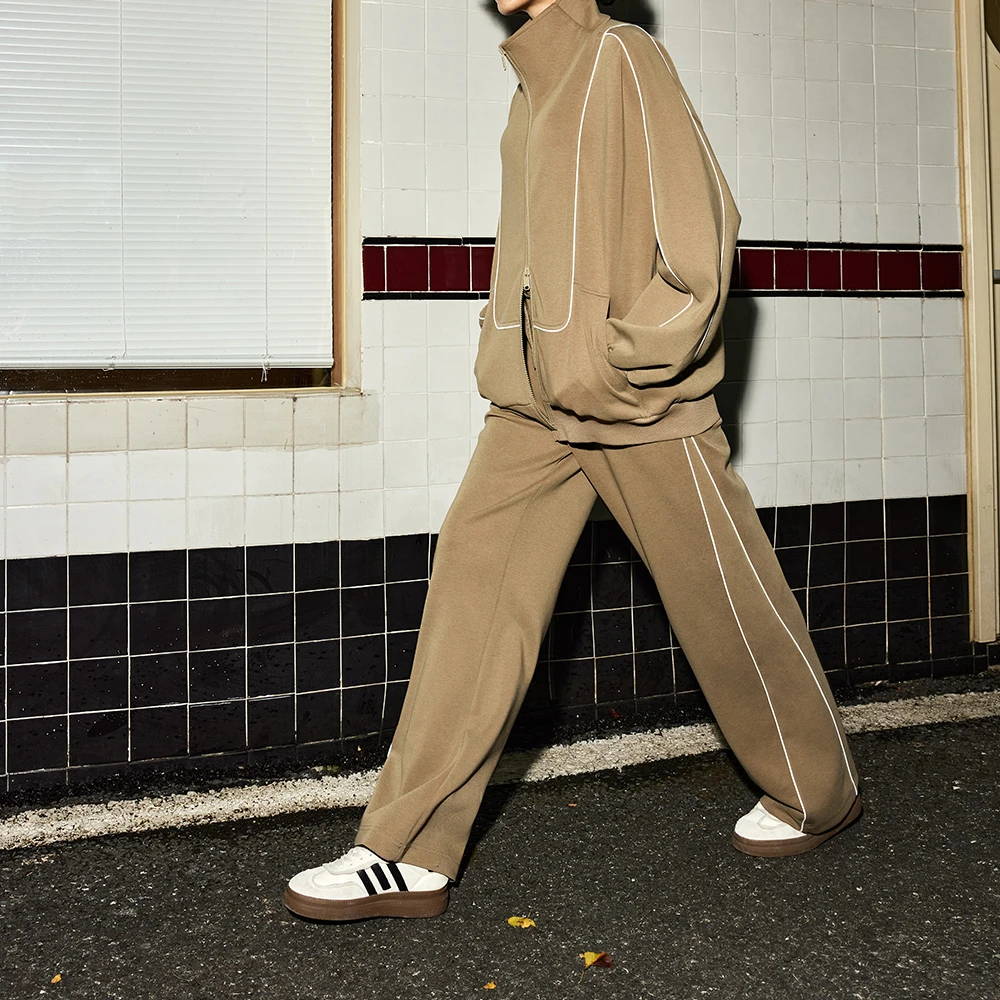 【达人专属】DI.AD侧面线条宽松阔腿休闲裤女百搭长裤DC433360K0