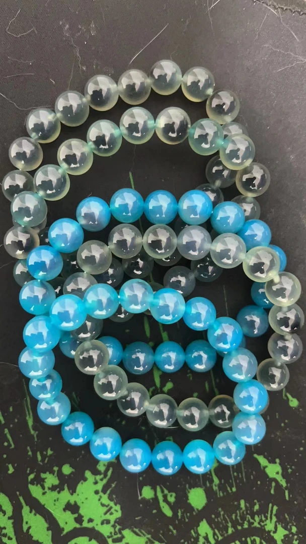 优质蓝糖心玛瑙手串多样性发一
