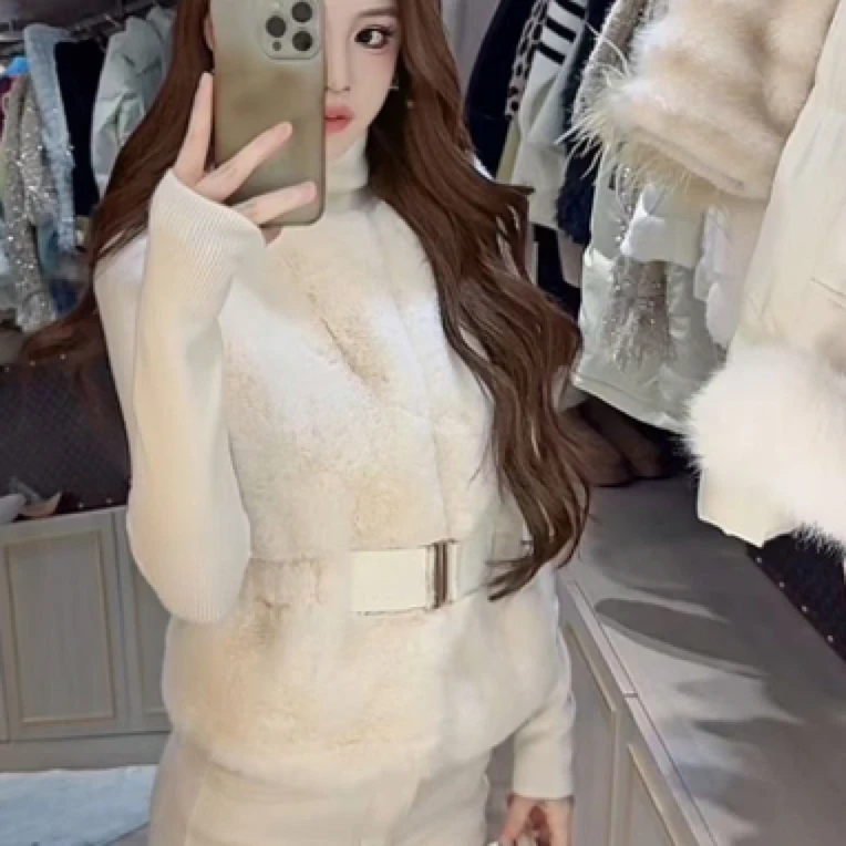 986 名媛气质 收腰毛绒马甲 衣长48