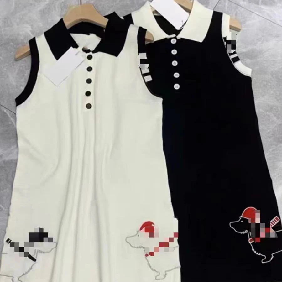 522#刺绣小狗冰丝针织连衣裙