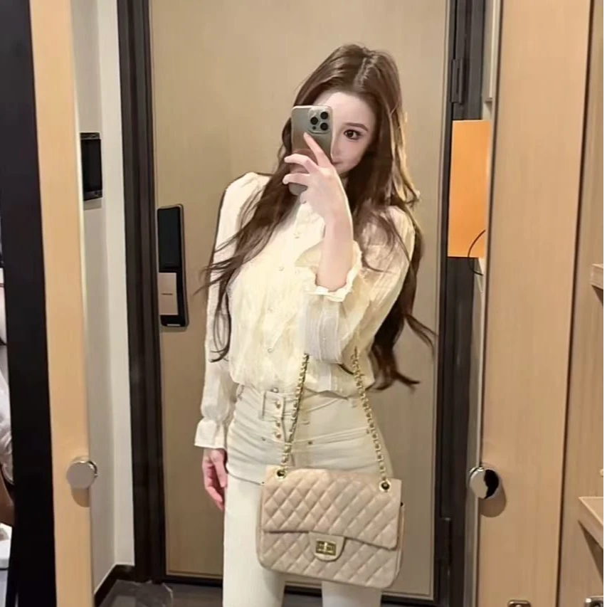 8410精致小香风立领蕾丝花边衬衫