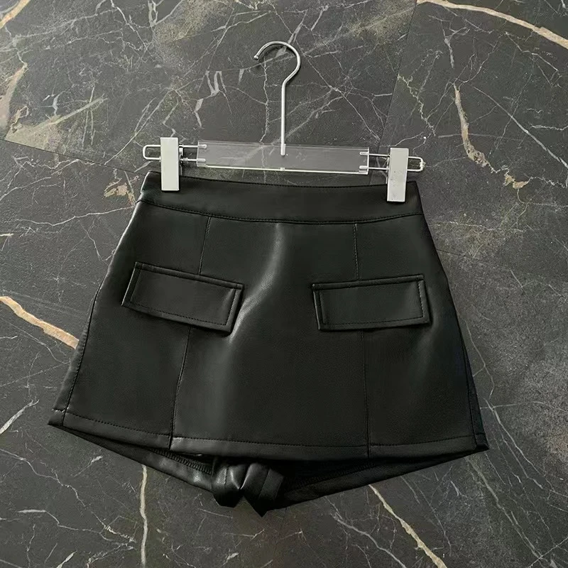 738# 微A版百搭皮裤裙