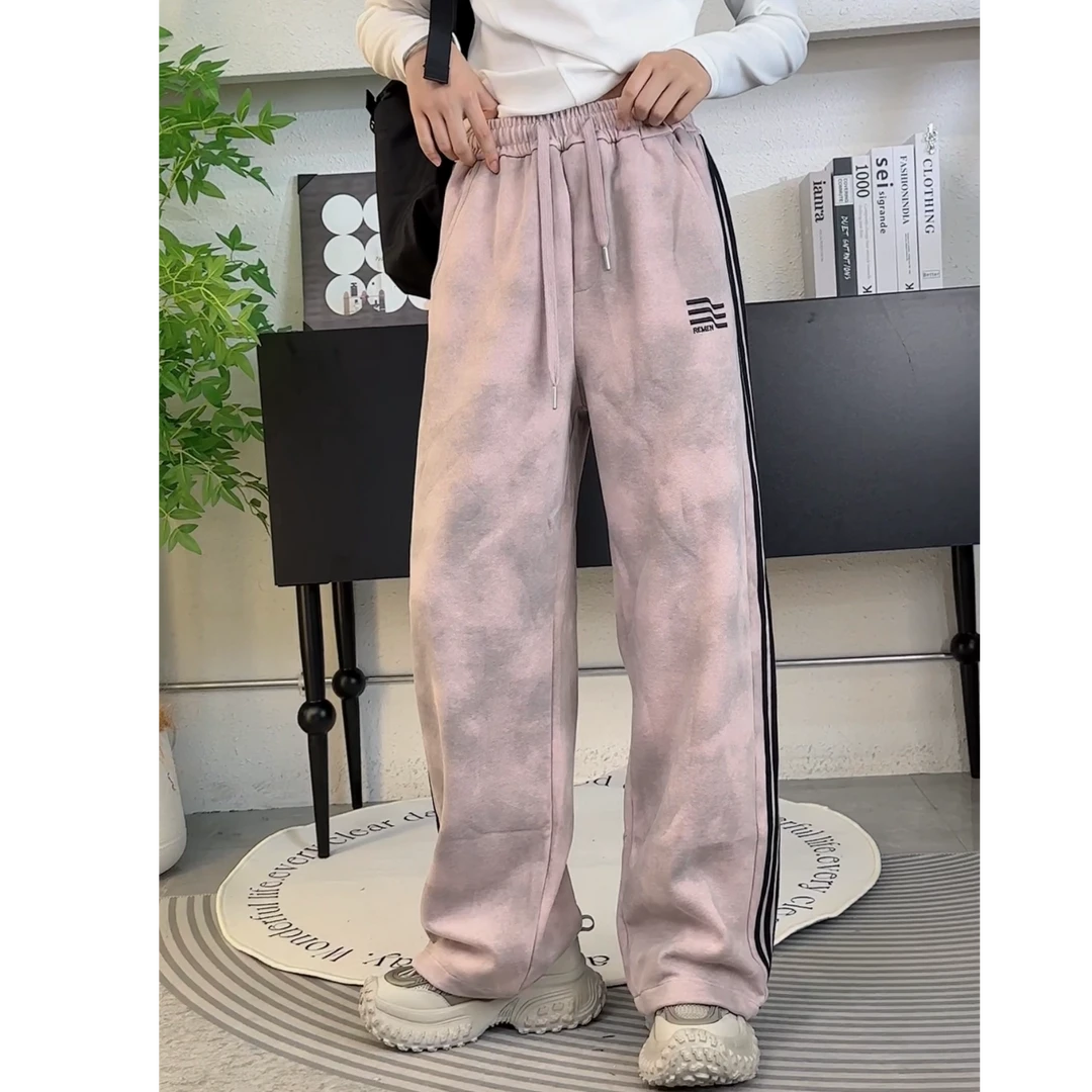 跳跳鱼童装  韩版童装秋季字母侧条纹高街休闲直筒运动裤269048