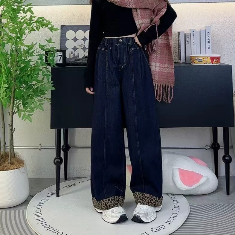 跳跳鱼童装  韩版牛仔冬款加厚个性休闲百搭显瘦复古拖地裤269178