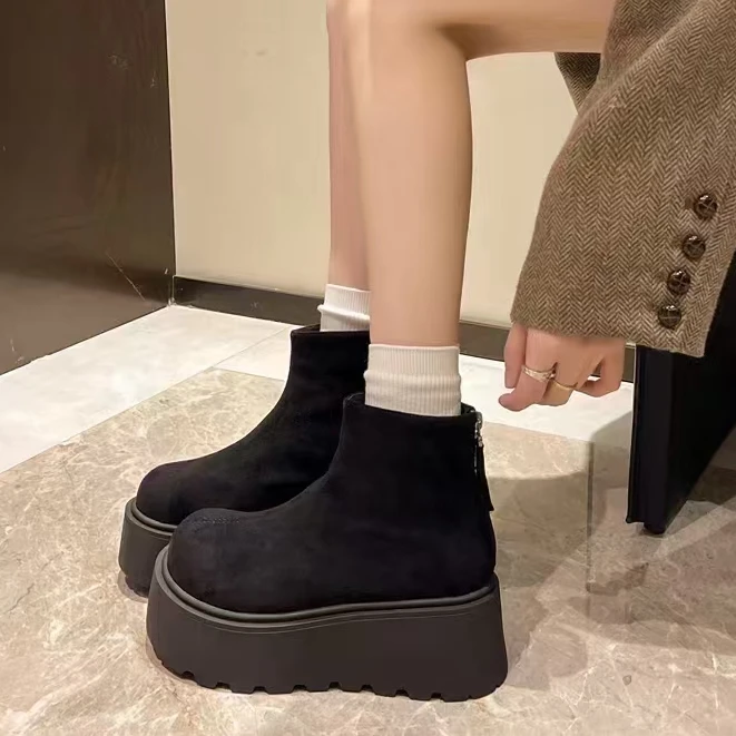 88951 【金金丽颖自留】女士厚底加绒马丁靴百搭雪地棉短靴 F282