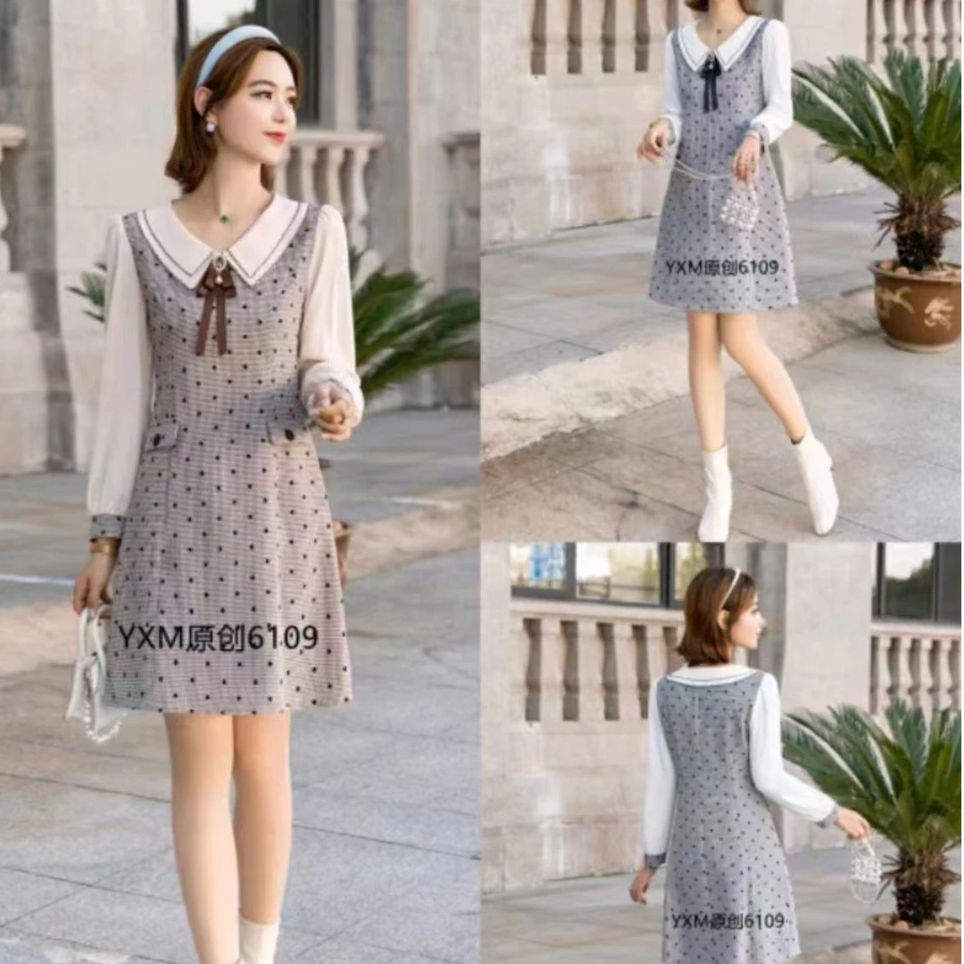 春秋款洋气娃娃领学院风女士连衣裙 6109 F203