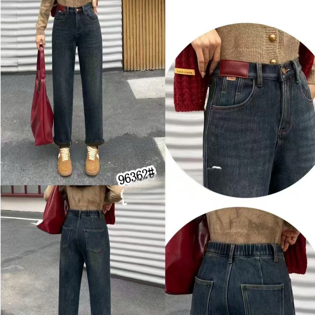 96362 秋冬新款女士加绒小跨牛仔裤 F85 三楼