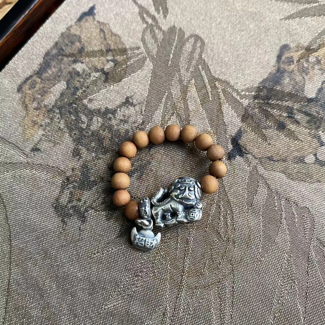 925银戒指 纯银戒指印度迈索尔老山檀戒指（木狮子）191