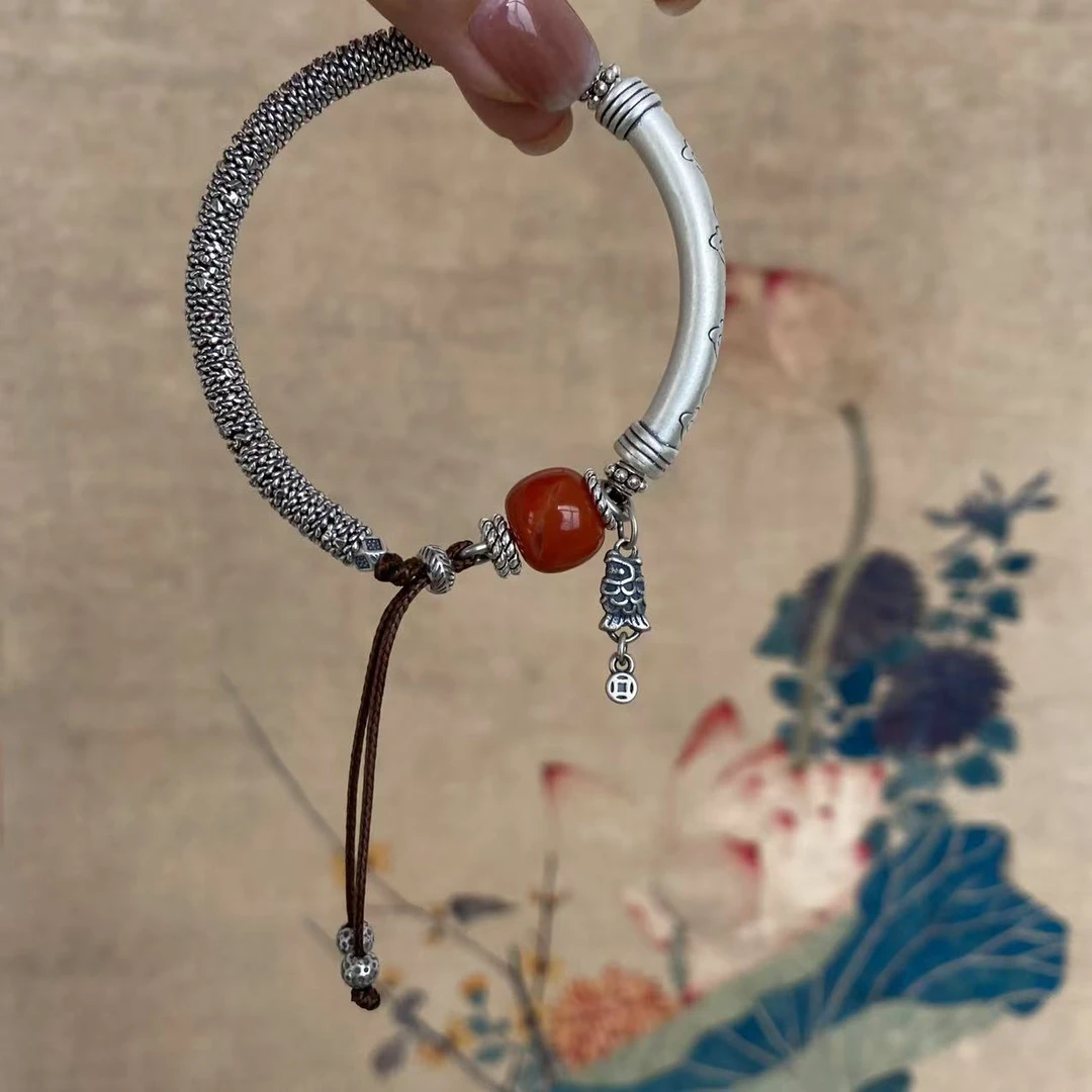 925银布艺手链 纯银手链腰缠万贯（红色腰缠万贯）620