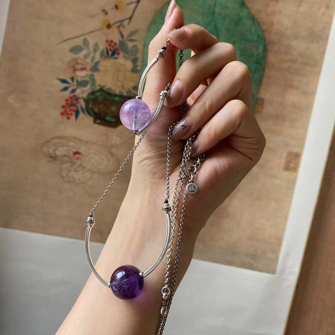 链子925银 夏日冰冰凉项链137（小紫）