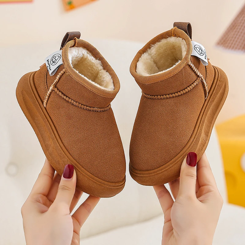 女童雪地靴2025冬季新款加绒宝宝绒毛一体儿童棉靴男童保暖大棉鞋