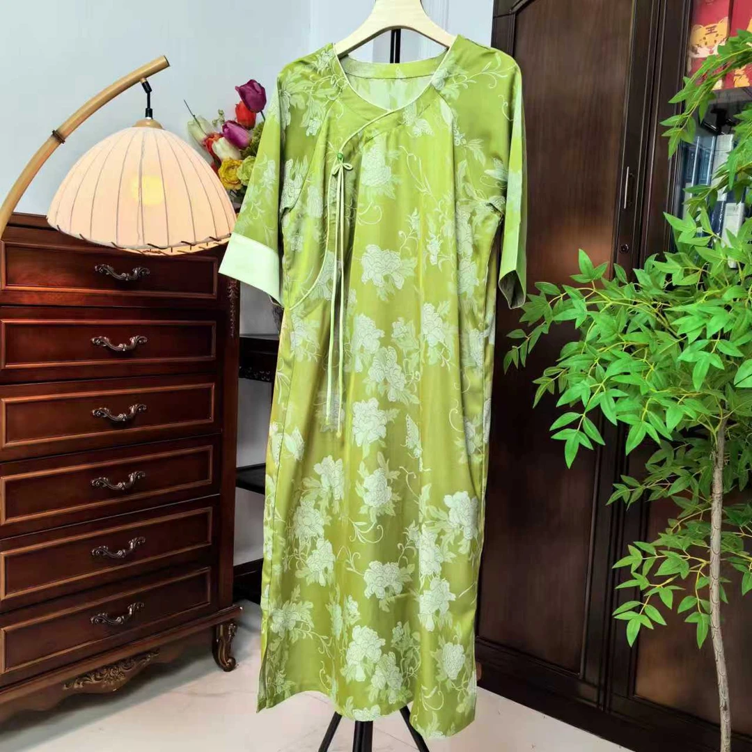 新中式改良旗袍连衣裙宽松连衣裙-8028