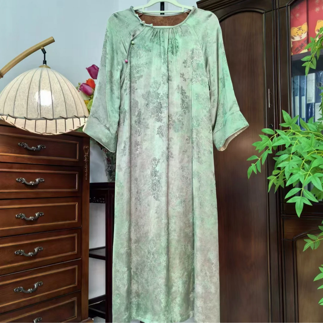 新中式改良旗袍连衣裙宽松连衣裙-8109