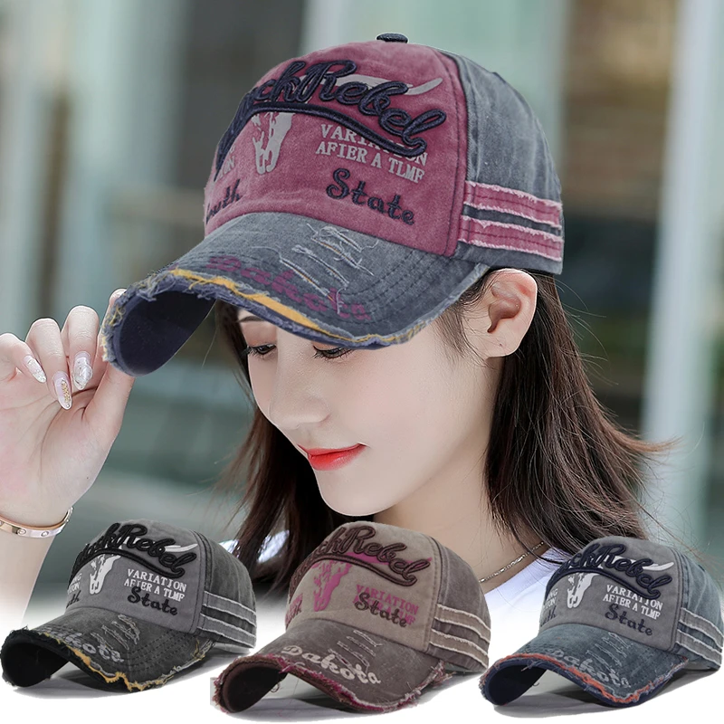 复古做旧破洞棒球帽女ins潮春嘻哈百搭休闲户外游玩遮阳鸭舌帽男