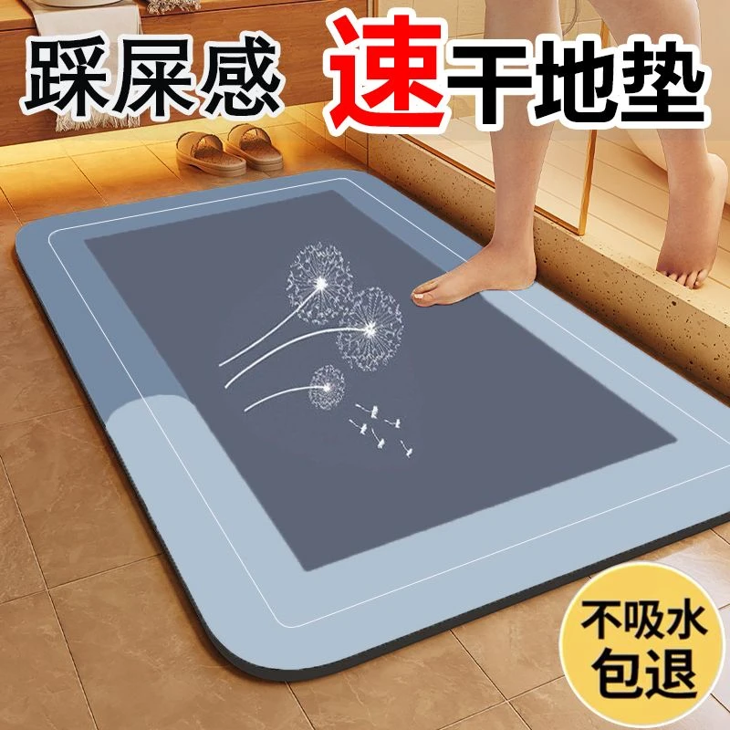 浴室入户防水防滑卫生间门口速干超强吸水耐脏脚垫硅藻泥卧室地垫