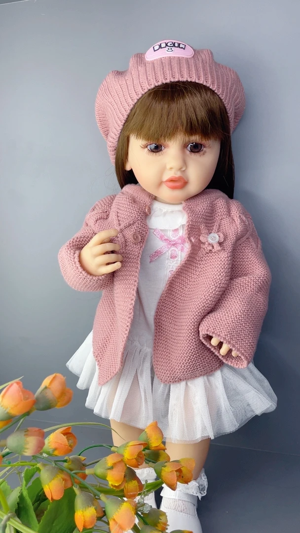 小贝贝粉  55厘米全搪胶仿真娃娃  可洗澡换装娃娃 陪伴玩具礼物