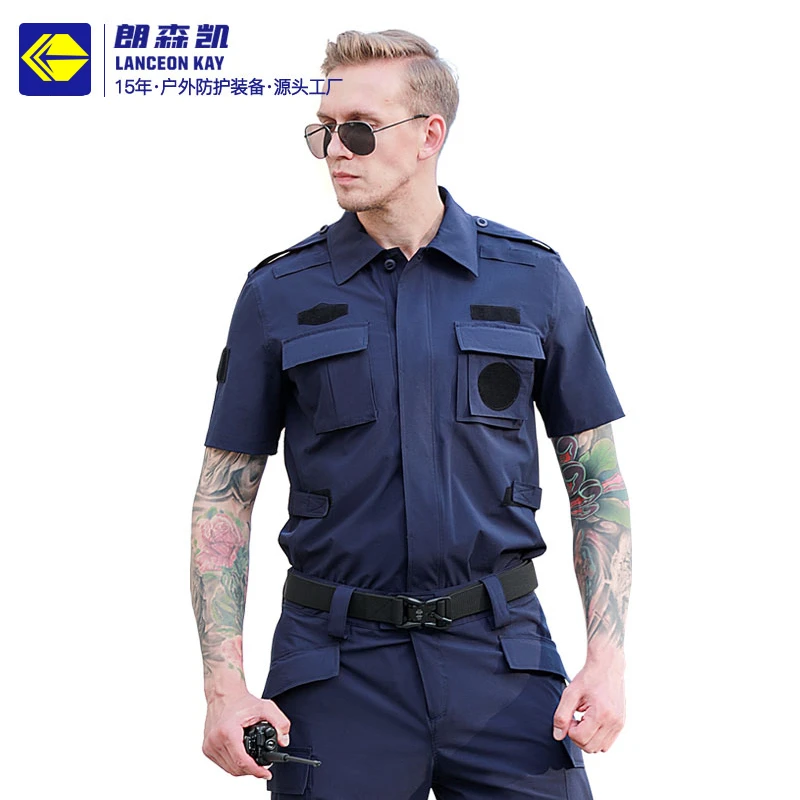 朗森凯战术套装体能服短袖速干训练服黑色教官战户外训服执勤夏季