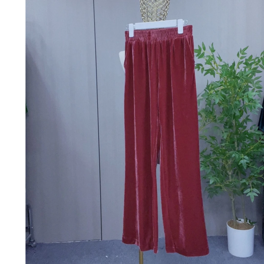 伊巍高端定制原创时尚显瘦丝绒阔腿裤961＃