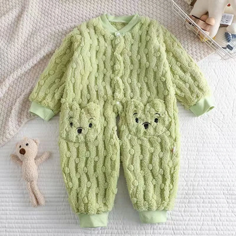 婴儿衣服春秋冬季加厚哈衣男女宝宝法兰绒保暖连体衣睡衣长款外穿