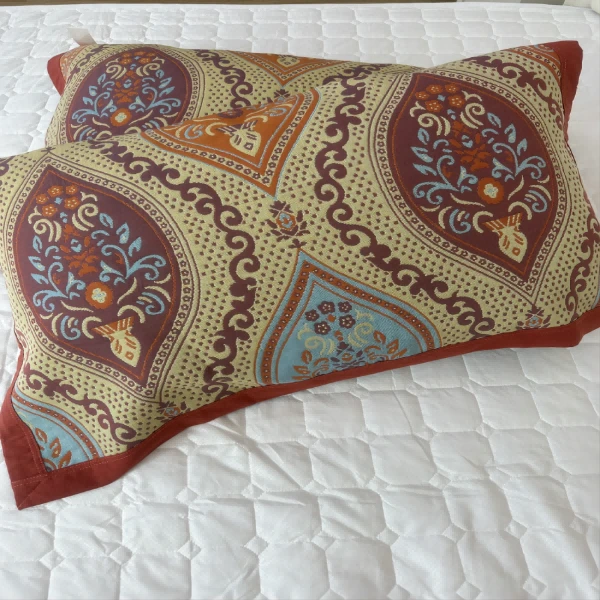 （丹丹家）锦绣高端透气民族风枕头巾单人成人全棉枕巾52*78一对