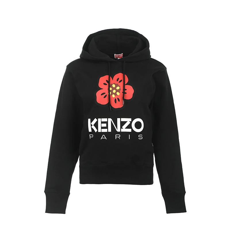 KENZO/肯佐女士黑色休闲印花连帽套头长袖卫衣FD62SW063