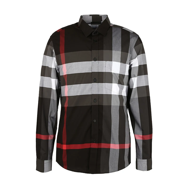 burberry/博柏利经典格纹棉质休闲格子男士长袖衬衫衬衣8023772